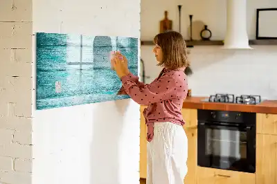 Tablica magnetyczna do pisania w kolorze niebieskiego starego drewna