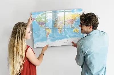 Polityczna mapa świata tablica magnetyczna z pisakiem