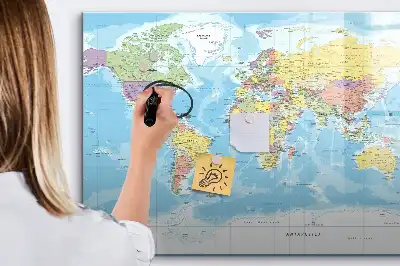 Polityczna mapa świata tablica magnetyczna z pisakiem