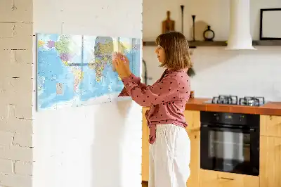 Polityczna mapa świata tablica magnetyczna z pisakiem