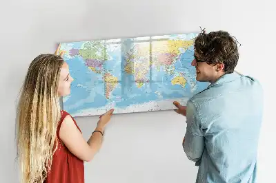 Polityczna mapa świata tablica magnetyczna z pisakiem