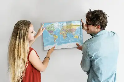 Polityczna mapa świata tablica magnetyczna z pisakiem