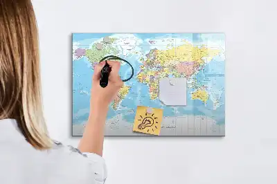 Polityczna mapa świata tablica magnetyczna z pisakiem