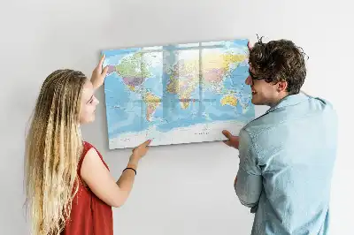 Polityczna mapa świata tablica magnetyczna z pisakiem