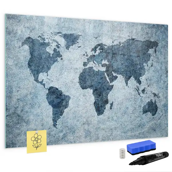 Malowana mapa świata tablica magnetyczna z pisakiem