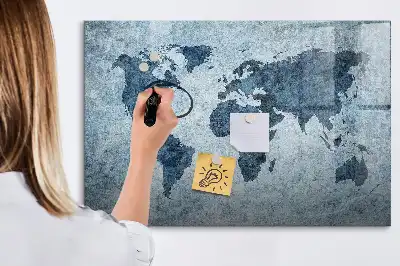 Malowana mapa świata tablica magnetyczna z pisakiem