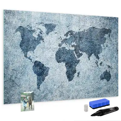 Malowana mapa świata tablica magnetyczna z pisakiem