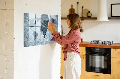 Malowana mapa świata tablica magnetyczna z pisakiem