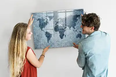 Malowana mapa świata tablica magnetyczna z pisakiem