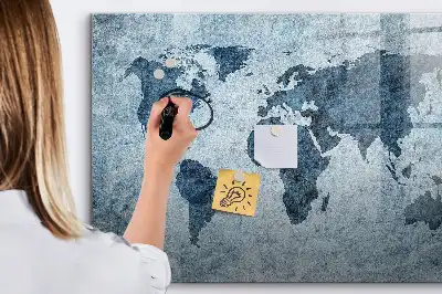 Malowana mapa świata tablica magnetyczna z pisakiem