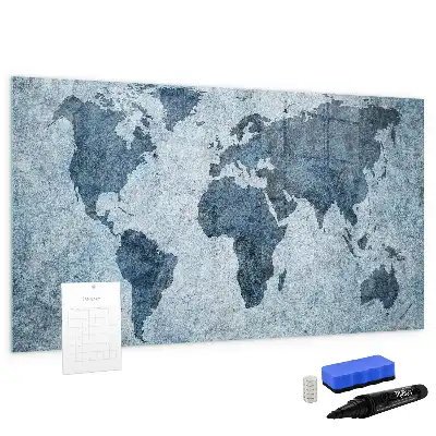 Malowana mapa świata tablica magnetyczna z pisakiem