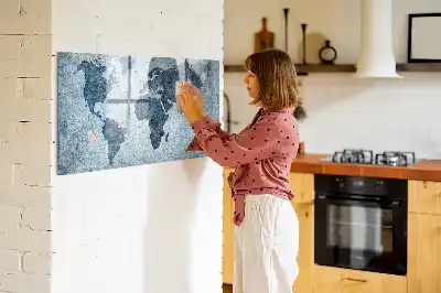 Malowana mapa świata tablica magnetyczna z pisakiem