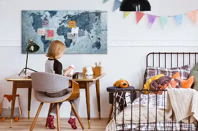 Malowana mapa świata tablica magnetyczna z pisakiem