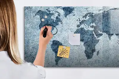 Malowana mapa świata tablica magnetyczna z pisakiem