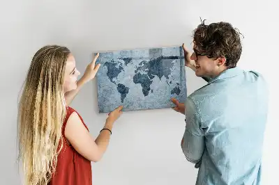 Malowana mapa świata tablica magnetyczna z pisakiem