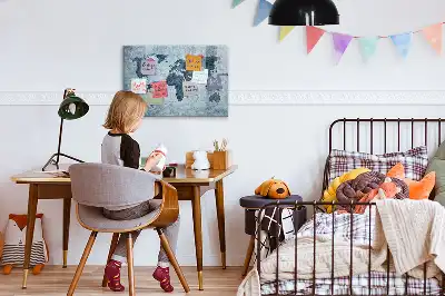 Malowana mapa świata tablica magnetyczna z pisakiem