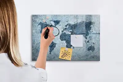Malowana mapa świata tablica magnetyczna z pisakiem