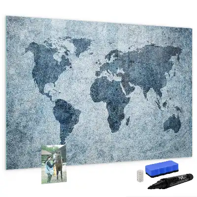 Malowana mapa świata tablica magnetyczna z pisakiem