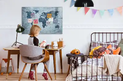 Malowana mapa świata tablica magnetyczna z pisakiem