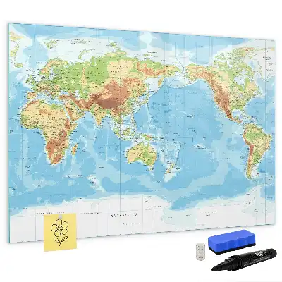 Fizyczna mapa świata tablica magnetyczna do pisania