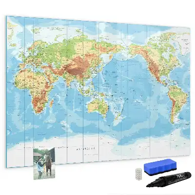 Fizyczna mapa świata tablica magnetyczna do pisania