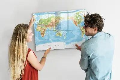 Fizyczna mapa świata tablica magnetyczna do pisania