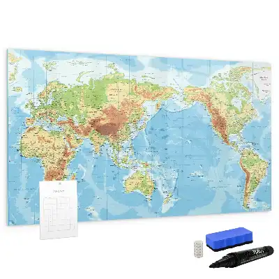 Fizyczna mapa świata tablica magnetyczna do pisania