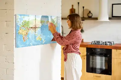 Fizyczna mapa świata tablica magnetyczna do pisania