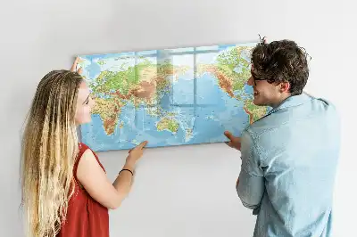 Fizyczna mapa świata tablica magnetyczna do pisania