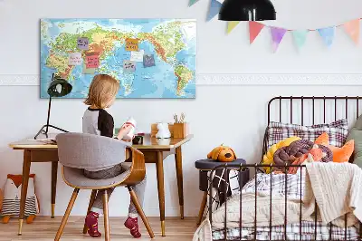 Fizyczna mapa świata tablica magnetyczna do pisania