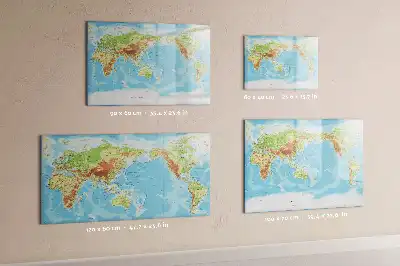 Fizyczna mapa świata tablica magnetyczna do pisania