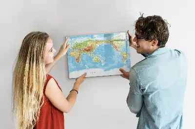 Fizyczna mapa świata tablica magnetyczna do pisania