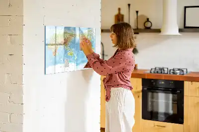 Fizyczna mapa świata tablica magnetyczna do pisania
