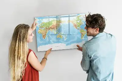 Fizyczna mapa świata tablica magnetyczna do pisania