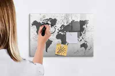 Tablica magnetyczna z motywem mapy świata na betonie