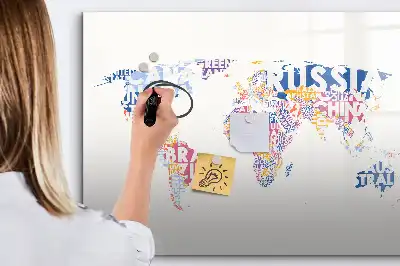 Mapa świata tablica magnetyczna z pisakiem