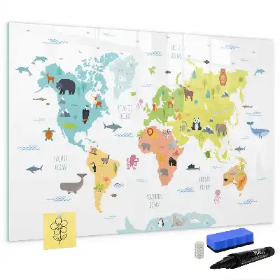 Tablica magnetyczna z pisakiem mapa świata zwierząt