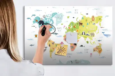 Tablica magnetyczna z pisakiem mapa świata zwierząt