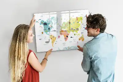Tablica magnetyczna z pisakiem mapa świata zwierząt