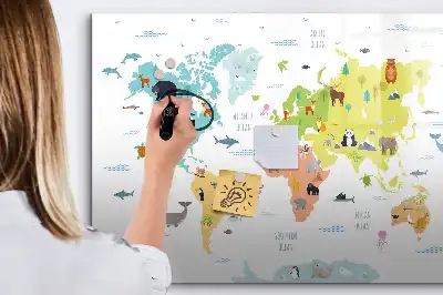 Tablica magnetyczna z pisakiem mapa świata zwierząt