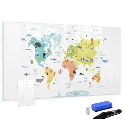 Tablica magnetyczna z pisakiem mapa świata zwierząt
