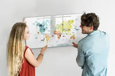 Tablica magnetyczna z pisakiem mapa świata zwierząt