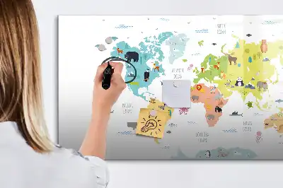 Tablica magnetyczna z pisakiem mapa świata zwierząt