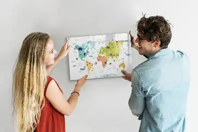 Tablica magnetyczna z pisakiem mapa świata zwierząt