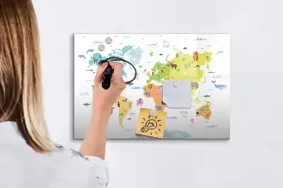 Tablica magnetyczna z pisakiem mapa świata zwierząt