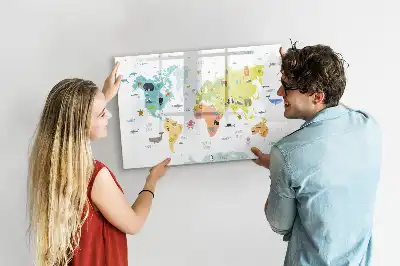 Tablica magnetyczna z pisakiem mapa świata zwierząt