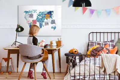 Mapa świata tablica magnetyczna do pisania