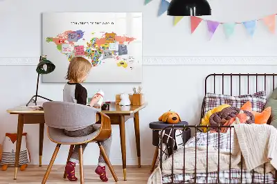 Tablica magnetyczna do pisania z motywem mapy z flagami