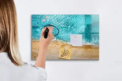 Tablica magnetyczna z pisakiem morska plaża z ludźmi