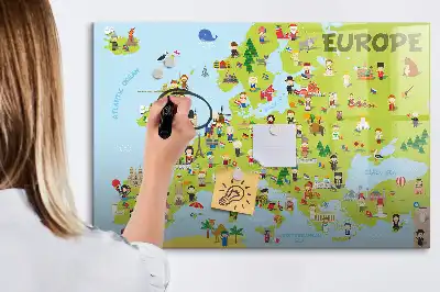 Mapa świata z flagami tablica magnetyczna z pisakiem